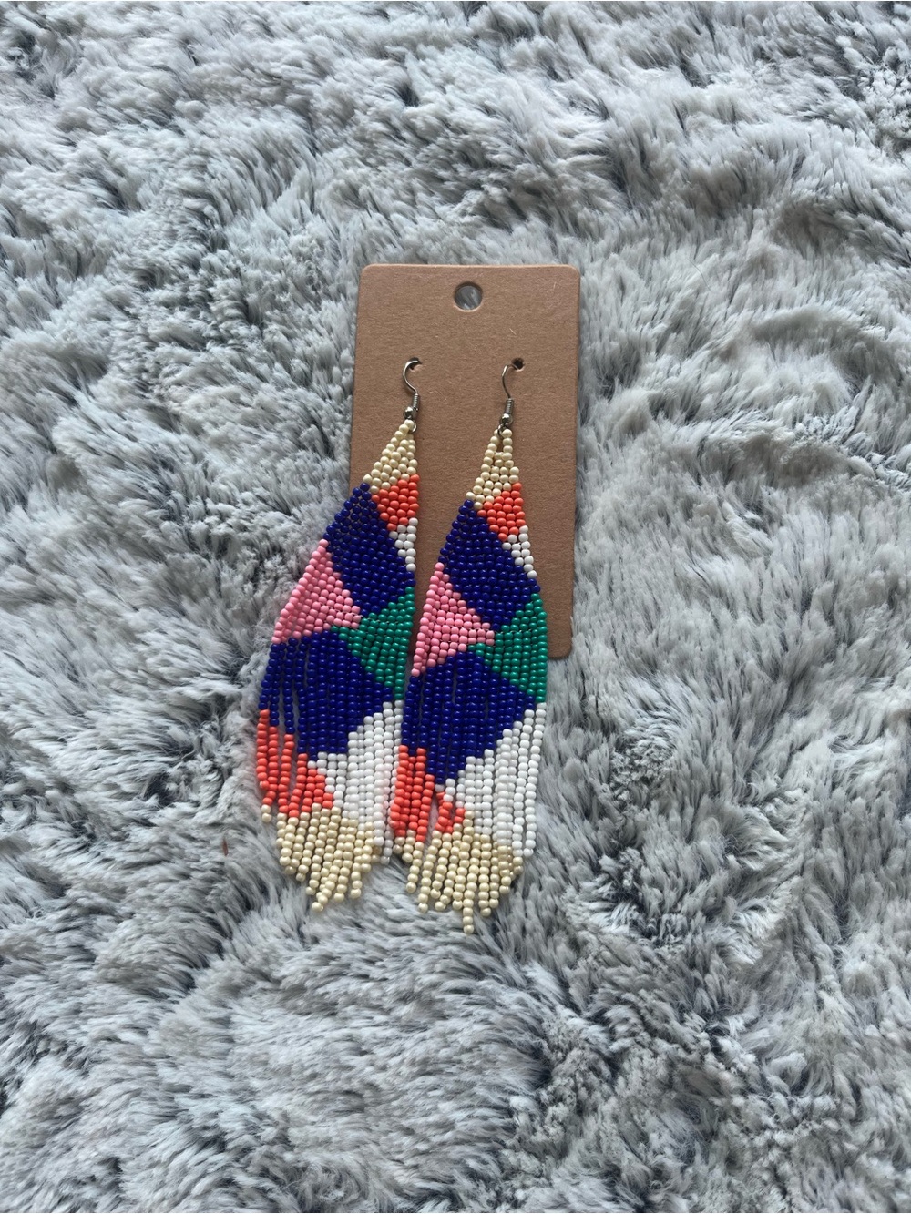 Handmade Beaded Fringe Earrings - Multicolor